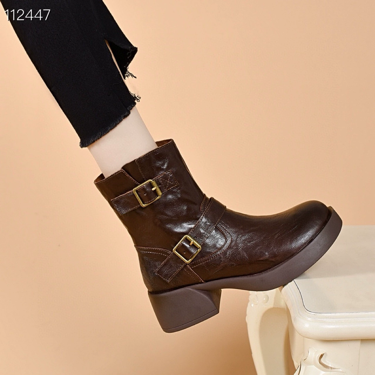 Мартенс, зимняя тёплая кожаная обувь low boots, модные туфли, коровья кожа