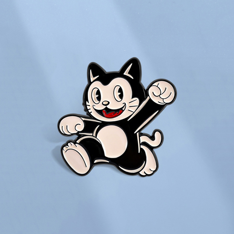 Retro Cartoon Cat Image Badge, Cute Felix Cat Brooch, Student Trendy Accessory Lapel Pin Retro Cartoon Cat Image Badge, Cute Felix Cat Brooch, Student Trendy Accessory Lapel Pin