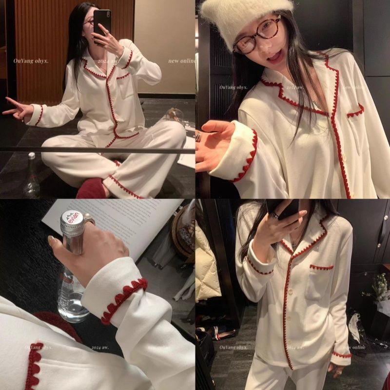 Al por mayor transfronterizo media luna juego de pijamas de terciopelo nuevo cardigán de otoño y invierno para mujeres con ropa de hogar cálida de manga larga