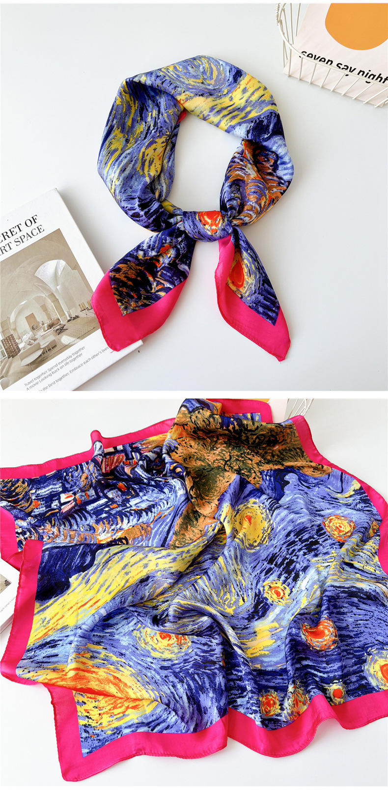 40g Weight Silk Scarf Classification Outdoor, Travel Occasion Polyester Material Printing Pattern Spring&Summer Season Women's Gender Printing Design Elegant Style Women's Elegant Printing Polyester Printing Silk Scarf 23