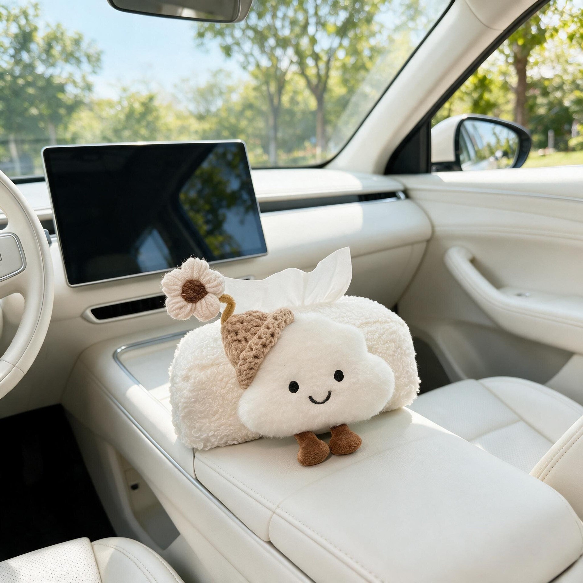 2026 New Model Car Tissue Box, Armrest Box Tissue Holder, Seat-mounted Car Tissue Bag, Cute Cloud Design for Women