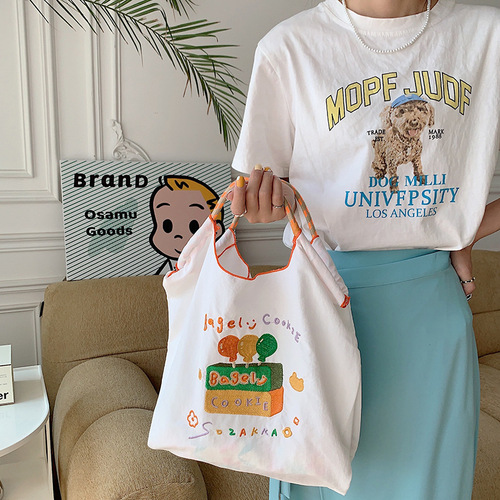 35241 Japanese embroidered shopping bag, girl’s handbag, cute shopping bag, student class bag, shoulder bag
