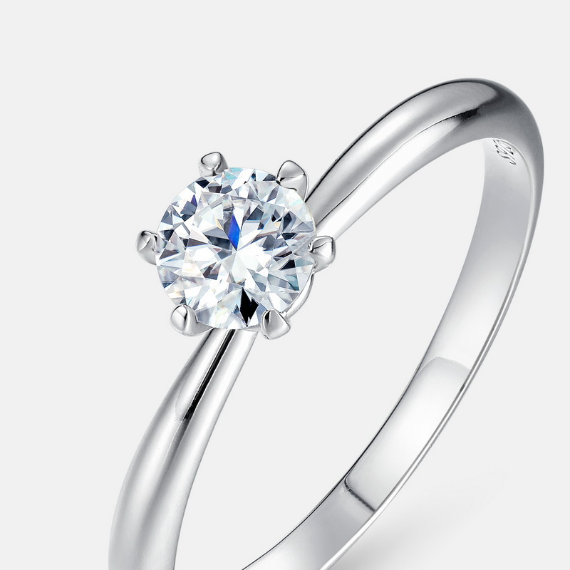 Especial transfronterizo para el anillo de diamantes de moissanita brillante genuino para mujer S925 anillo de boda de propuesta de plata anillo de pareja simple y de moda