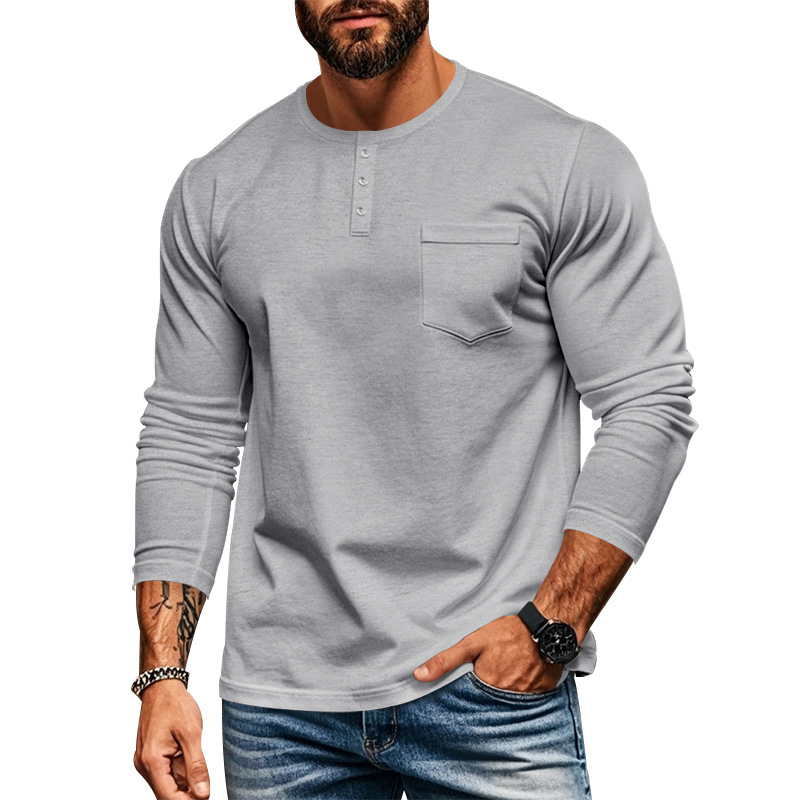 European And American 24 Cross-Border Men's Autumn Winter Round Neck T-Shirt Slim Fit Breathable Pullover Casual Long_voghion.com