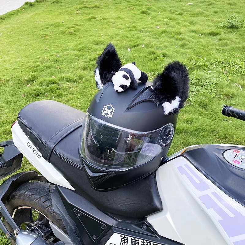 3D Black and White Cat Ear Helmet Decoration