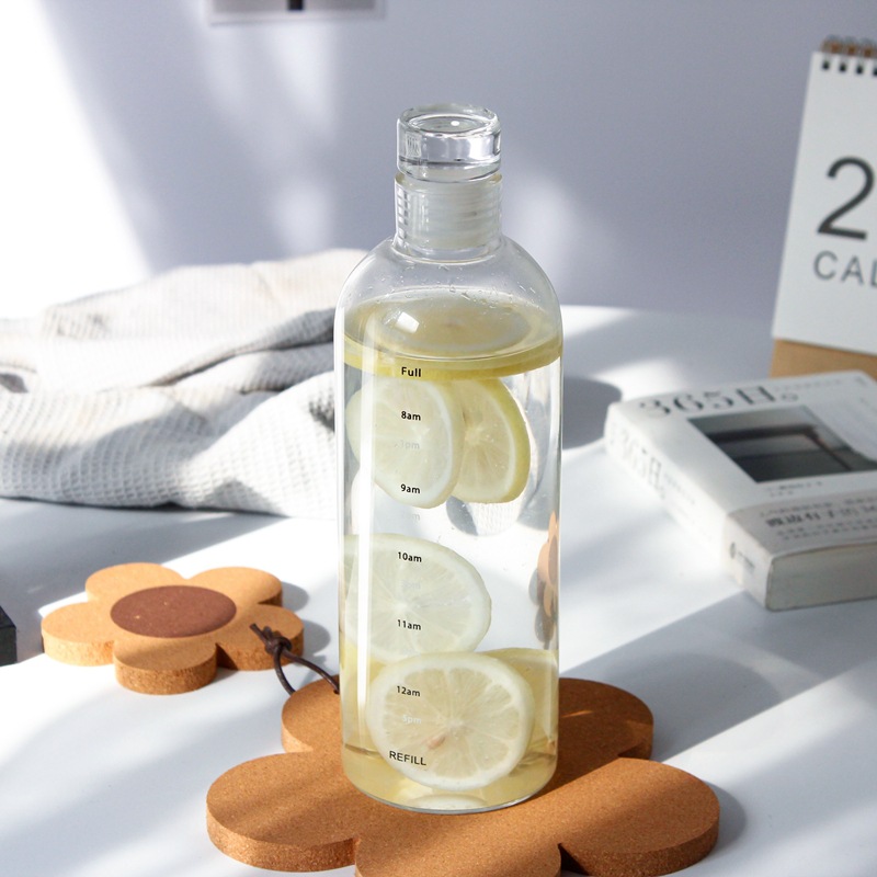 時間刻度杯網紅帶杯套玻璃杯喝水 女ins簡約水杯高顏值新款杯子