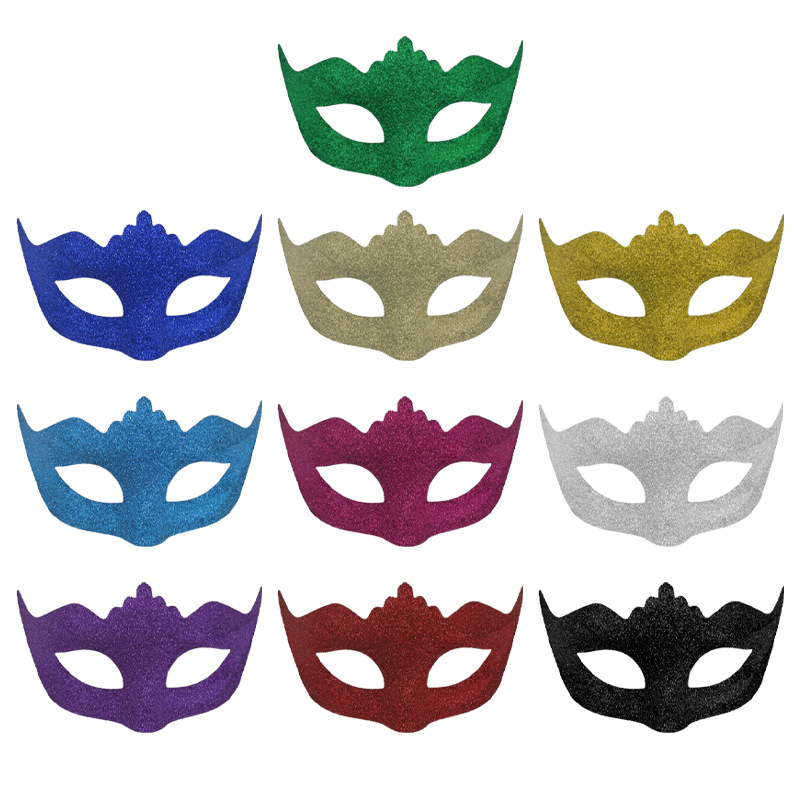 Carnaval polvo brillante retro pequeña máscara de corona veneciana máscara falsa máscara de maquillaje polvo brillante retro máscara de mitad de cara