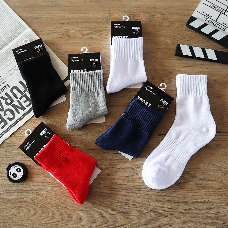 Extreme Solid Color Casual Sports Socks Towel Bottom Thickened Mid-Tube Socks Men's Socks Quilly Socks Autumn and Winter Socks