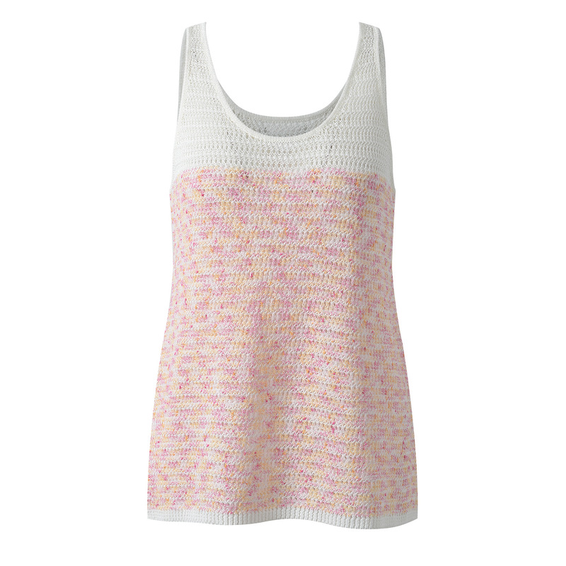 2026 Summer New French Style Tweed Color-Blocked Hollow-Out U-Neck Knit Vest Top