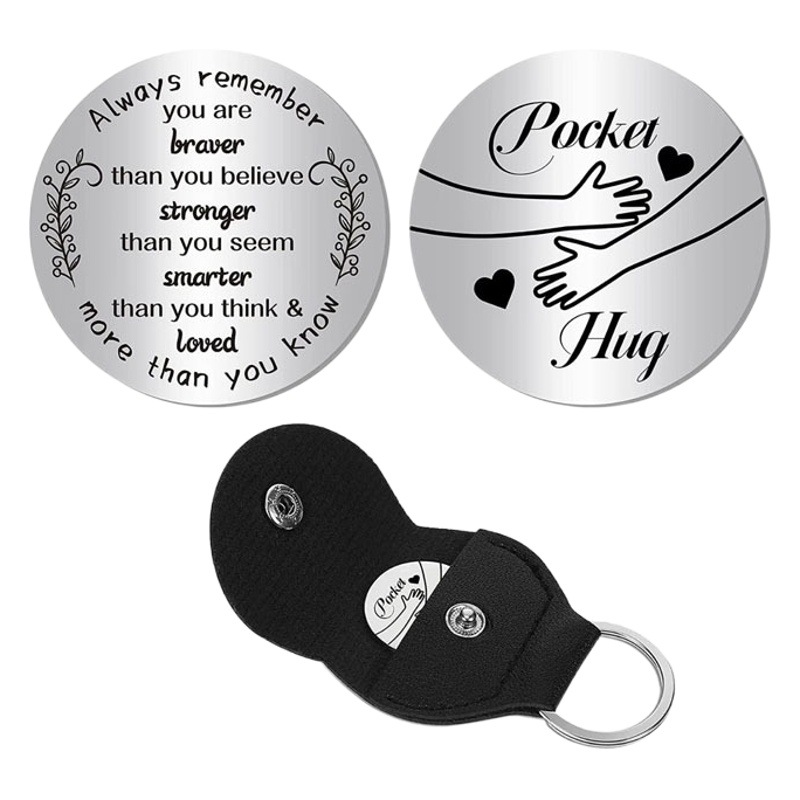 Un poco de bolsillo abrazo de bolsillo Hug token llavero de acero inoxidable familia amigo regalo