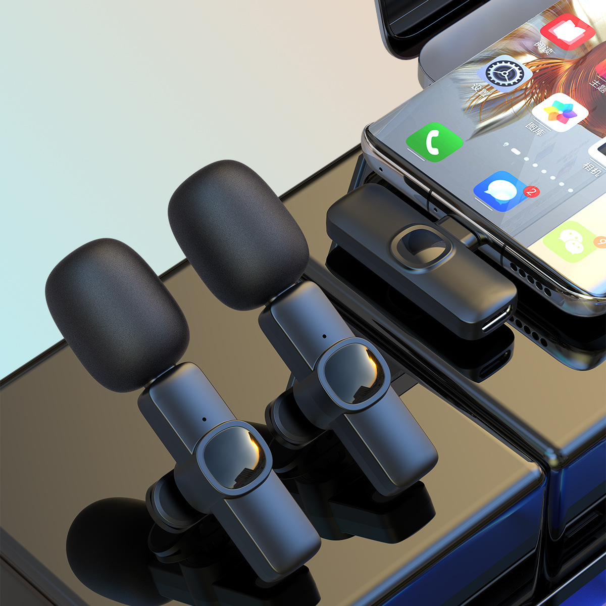 Micrófono inalámbrico clip de cuello J1 transmisión en vivo Grabación dedicada reducción de ruido Android teléfono móvil vlog Video radio micrófono