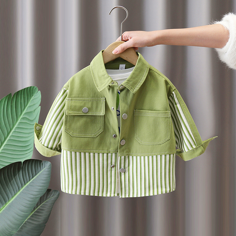 7631 Chaqueta de primavera para niños Chaquetas de costura de moda para niños guapos 2025 nueva primavera y otoño top callejero frito