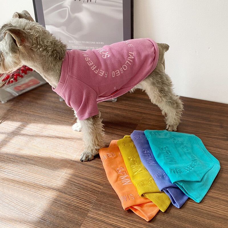 Pet puppy hoodie for Schnauzer, Teddy, Bichon, Yorkshire, and cats, spring and autumn thin embroidered candy-colored clothing Pet puppy hoodie for Schnauzer, Teddy, Bichon, Yorkshire, and cats, spring and autumn thin embroidered candy-colored clothing