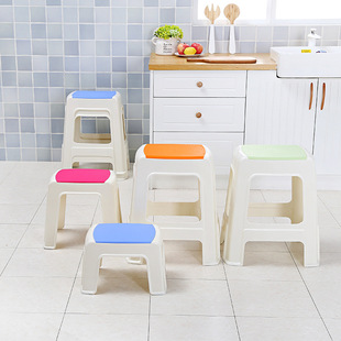 Plastic Stool Household Thickeneded Kidsren's Dining Table Chair Scandinavian Small Square Stool Living Room Bench High Stool Entry Shoe Changing Stool