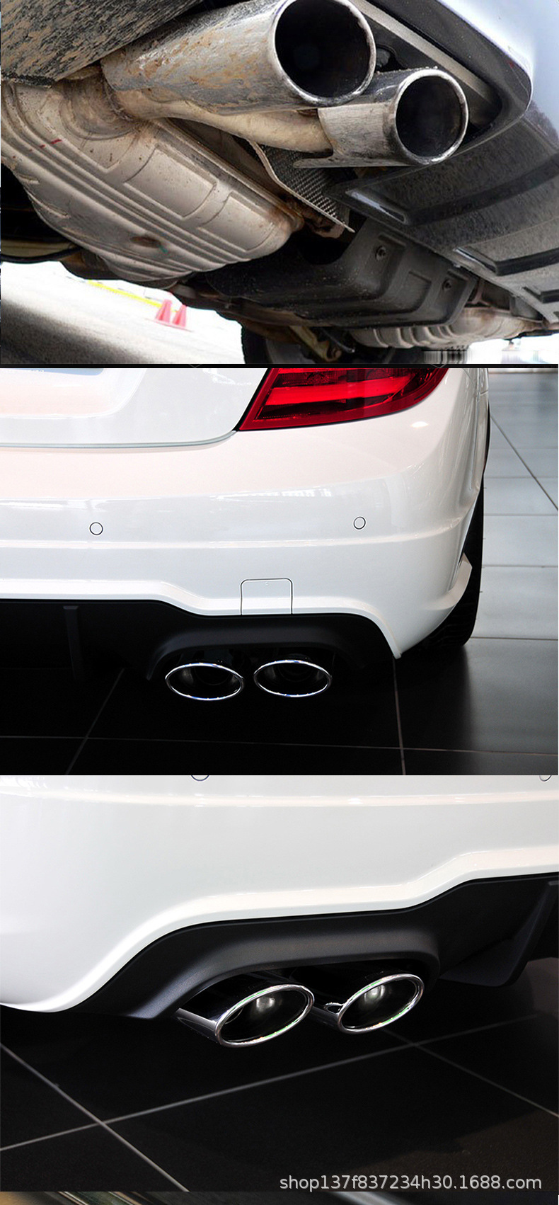 Mercedes-Benz Stainless Steel Amg Oval Muffler with Four Exhaust Tips C63 E-Class S-Class Old Model Amg Exhaust Tips Direct from the Manufacturer