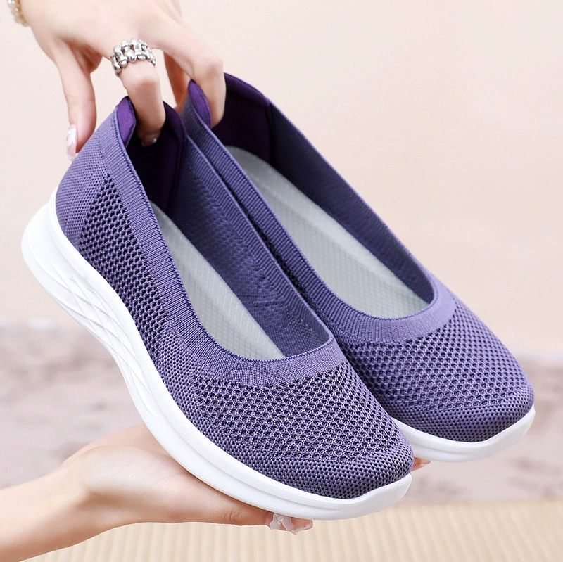 Женская обувь дышащая плетеная повседневная обувь с мелким ртом и мягкой подошвой материнская обувь педаль ленивая обувь оптом женская обувь