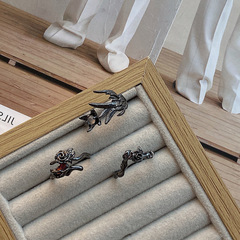 暗黑玫瑰小巧復古線條食指戒女簡約ins個性疊戴風氣質百搭指環潮