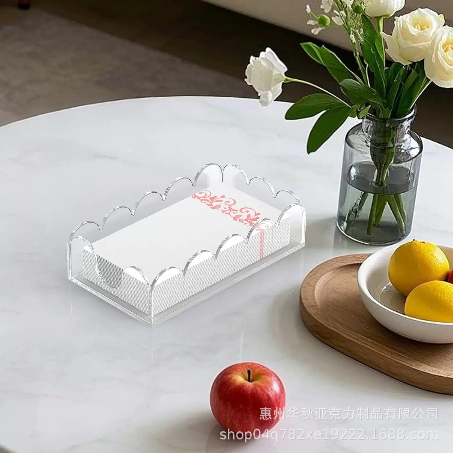 跨境热销亚克力餐巾盒波浪形创意纸巾收纳盒浴室一次性毛巾置物架