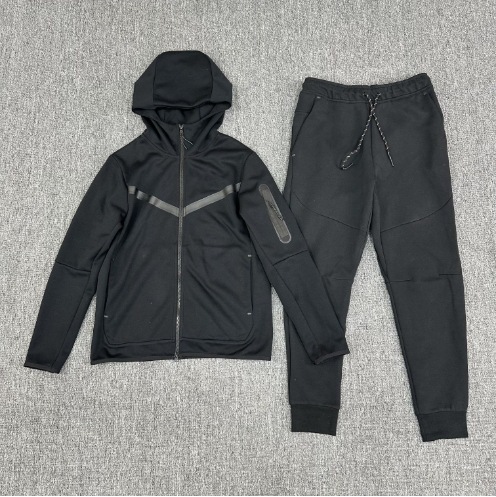 Cross-Border Solid Color Hooded Zipper Shirt Suit Men's Spring and Autumn New Sportswear Casual Jacket and Sweatpants Two-Piece Set