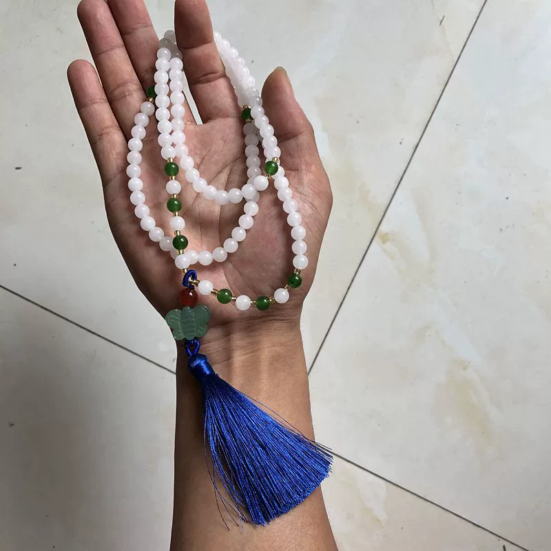 Necklace, pendant white jade, Buddha