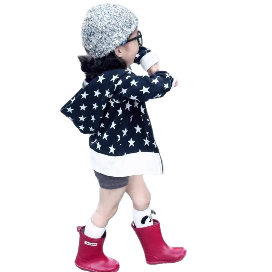 Niñas 2026 otoño nuevo cardigan con cremallera encapuchado chaqueta de contraste de color para hombres y mujeres primavera y otoño bebés estrellas jersey de punto image 5