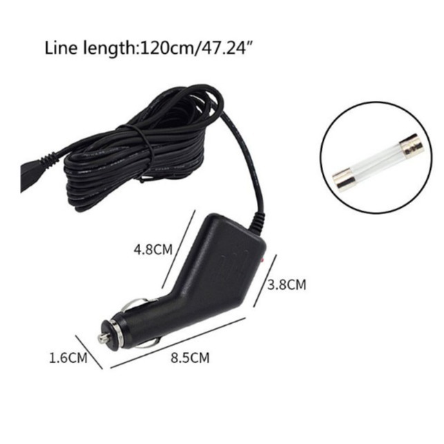 汽车枪型车充12V-24V车载记录仪micro导航v3车充迷你接口 3米线长