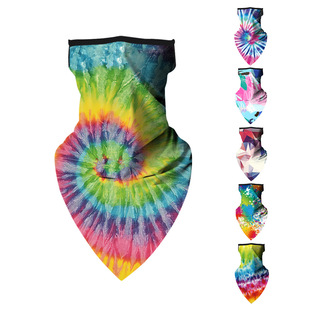 Factory Direct Supply Cross-Border Wholesale European and American Tie-Dye Versatile Ear-Hanging Headscarf Dustproof Sunproof Anti-Shedding
