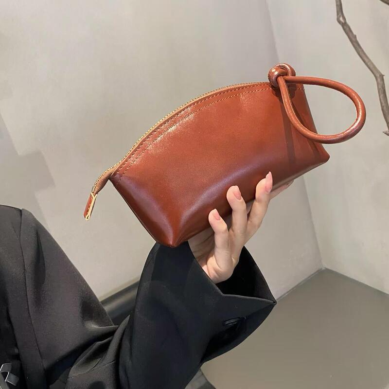 Early Spring New Genuine Leather Wallet Korean Version Versatile Fashion Top Layer Vegetable-Tanned Cowhide Wrist Clutch Wallet Small Phone Bag