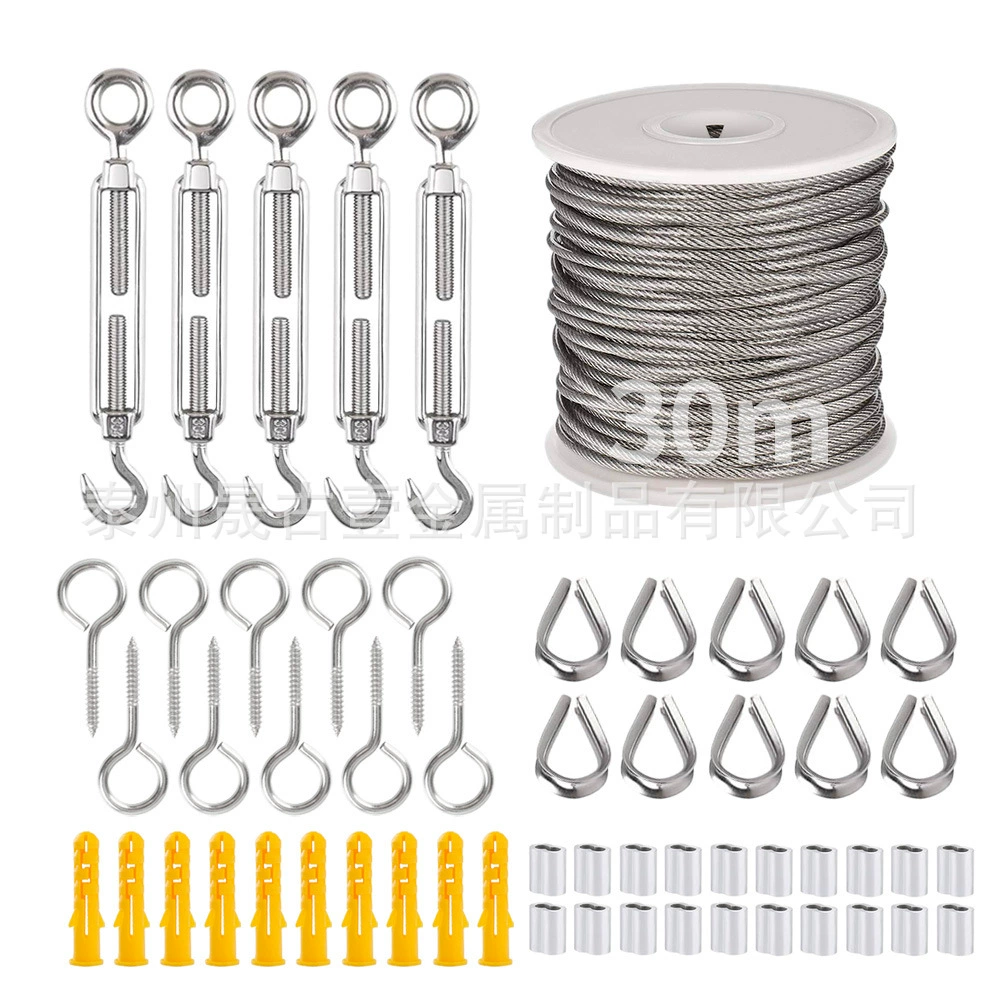 Нержавеющая сталь резиновый канат подвесный комплект наружная струнная лампа наперстка крюк плотно упакованный пластиковый кабель перила набор