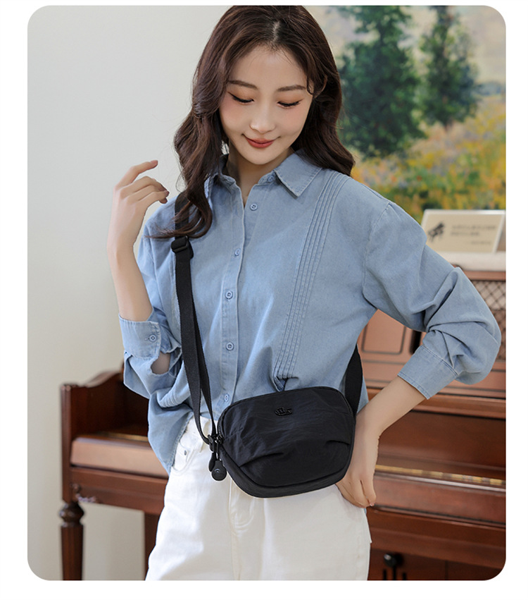 Foreign Trade Casual Solid Color Mini Crossbody Bag Women's New Style Outdoor Travel Small Shoulder Bag Phone Pouch Ultralight Waterproof Fabric Bag
