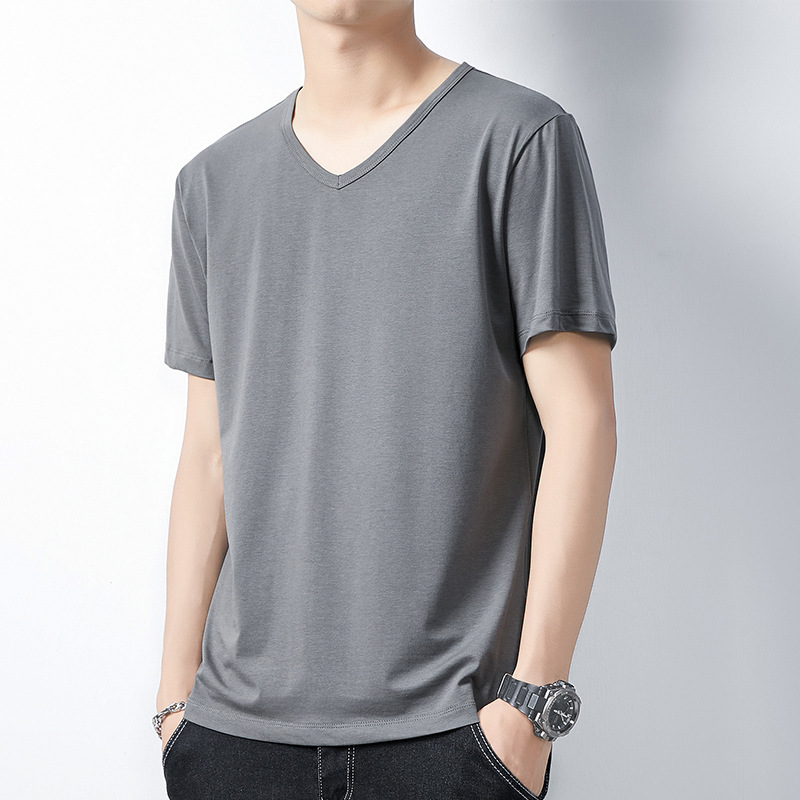 Camiseta modal para hombre, manga corta, cuello redondo, camisa suelta vieja, media manga delgada, camiseta de verano para hombre de talla grande