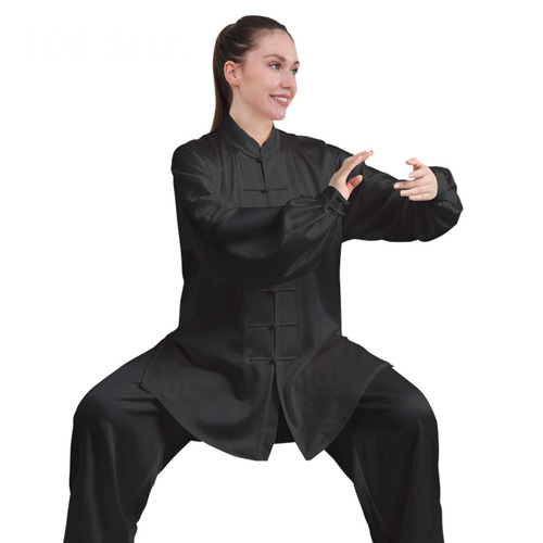 Women's 19mm Silk Taichi Suit Wholesale 100 Mulberry Silk Casual Comfort Morning Exercise Clothes Competition Martial Arts Suit
