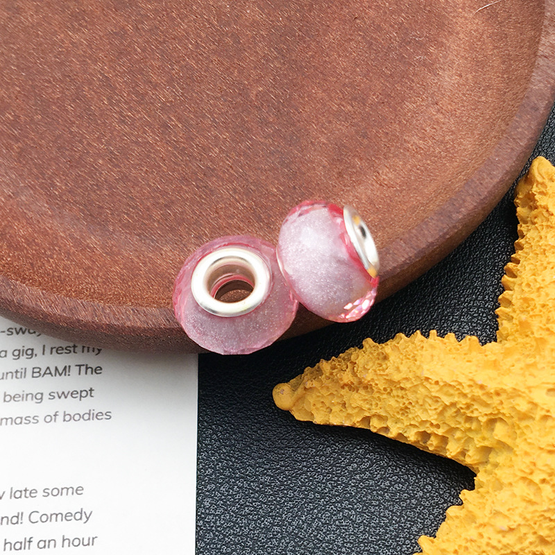 1 Rosa panjia agujero grande cuentas de colores accesorios de joyería redonda hecha a mano pulsera espaciador cuentas 20 estilos disponibles