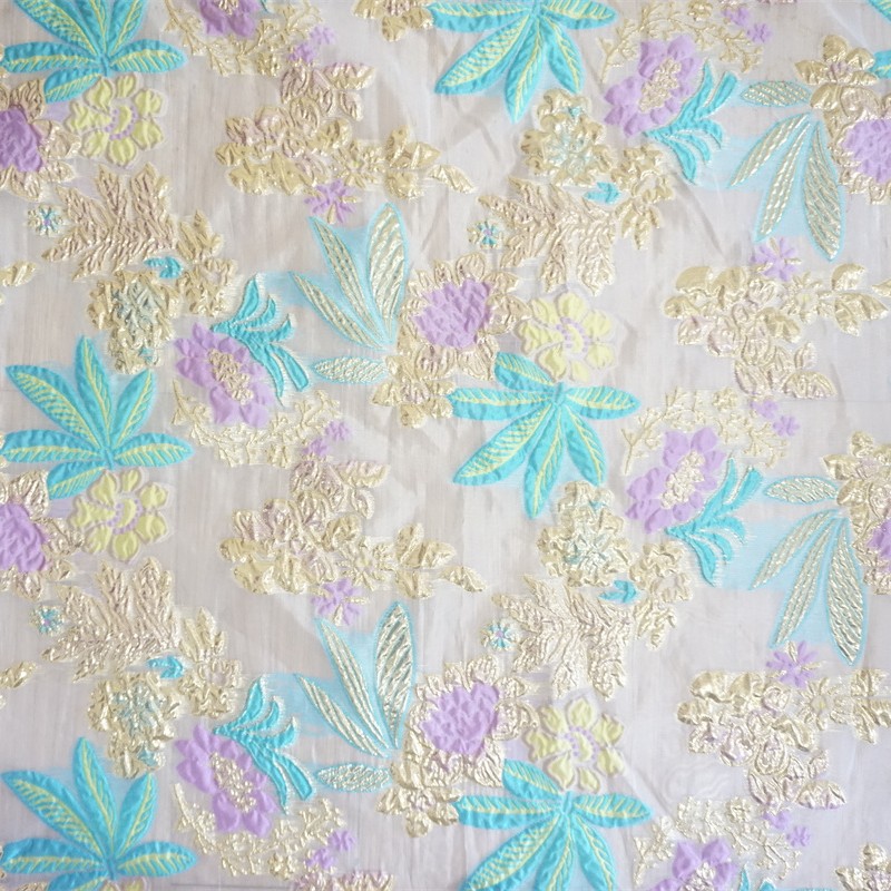 新款 海底世界缤纷多彩白底剪花提花面料 女装连衣裙礼服箱包服饰