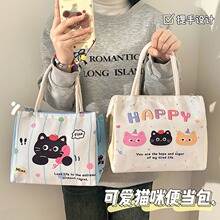 卡通饭盒袋学生上班族保温袋户外女生可爱便当包手提高颜值饭盒袋