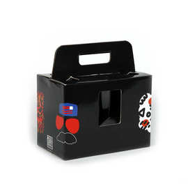 黑色哑面提酒盒 啤酒盒 提手纸盒 手提牛皮纸盒 瓦楞纸盒 彩印盒