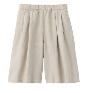 Japanese Style Muji Women's Linen Shorts Five-point Pants Beach Pants Loose Wide-leg Pants Skirt Pants Women's Large Size Collapsed Pants