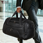 潮牛新款跨境真皮旅行包袋运动单肩斜挎包带鞋仓牛皮行李手提包男