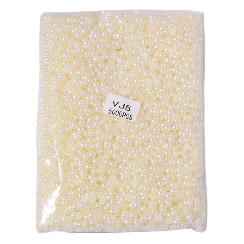 Manicura plana perla joyería cremosa-blanco semicírculo tridimensional perla uñas decoración paquete entero DIY hecho a mano al por mayor