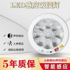 LED人体红外感应灯通道应急吸顶灯声光控过道走廊智能照明梅花灯