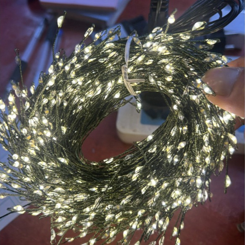 Lámpara de fuegos artificiales LED árbol de Navidad controlado remoto alambre verde de cobre lámpara de cadena de estrellas de lámpara de jardín verde de hiedra lámpara decorativa