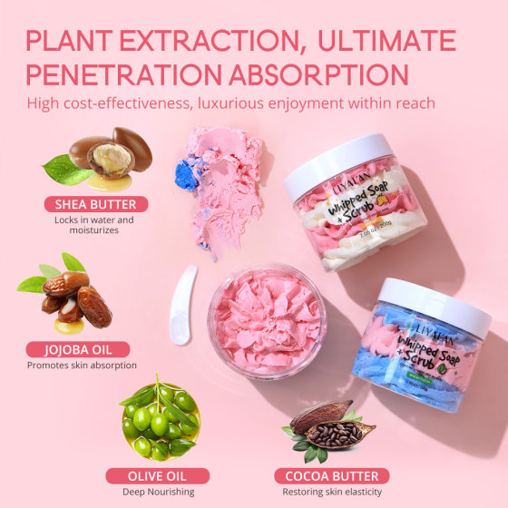 Foreign Trade Exfoliating Whiplash Soap Shaving Cream Coconut Watermelon Mango Bath Cleansing Moisturizing Body Scrub