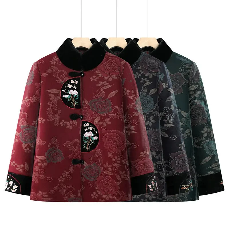 Winter retro keep warm jacket for mother, for middle age