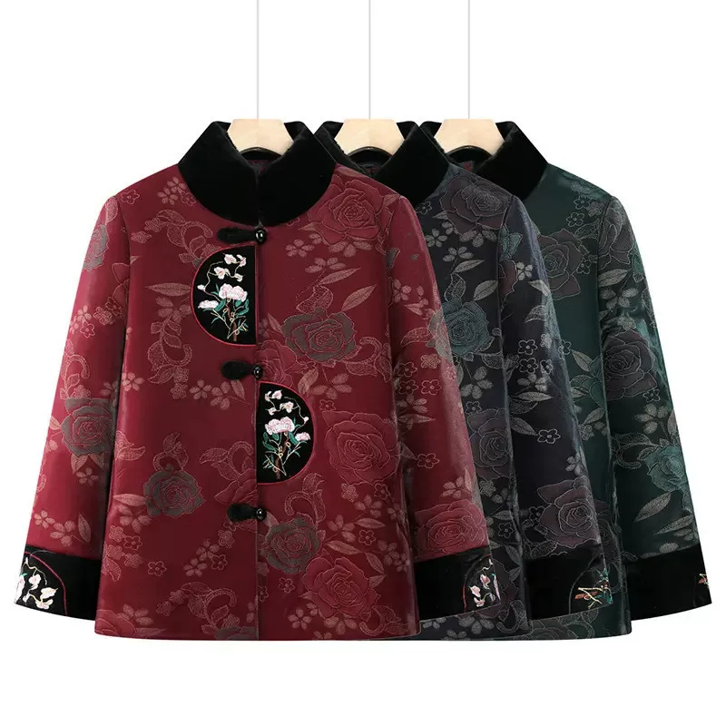 Winter retro keep warm jacket for mother, for middle age