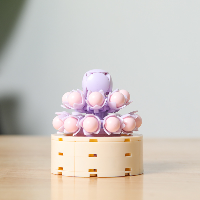 JAKI Jiaqi bloques de construcción suculenta olla montaje decoración interior simulación flor planta juguete lindo regalo la muchacha