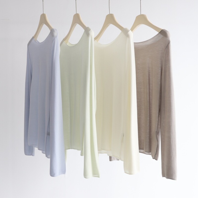 Draped Lyocell Tencel Long-sleeved Knitted Blouse Women's Long-sleeved Pullover Loose-fit Basic Top