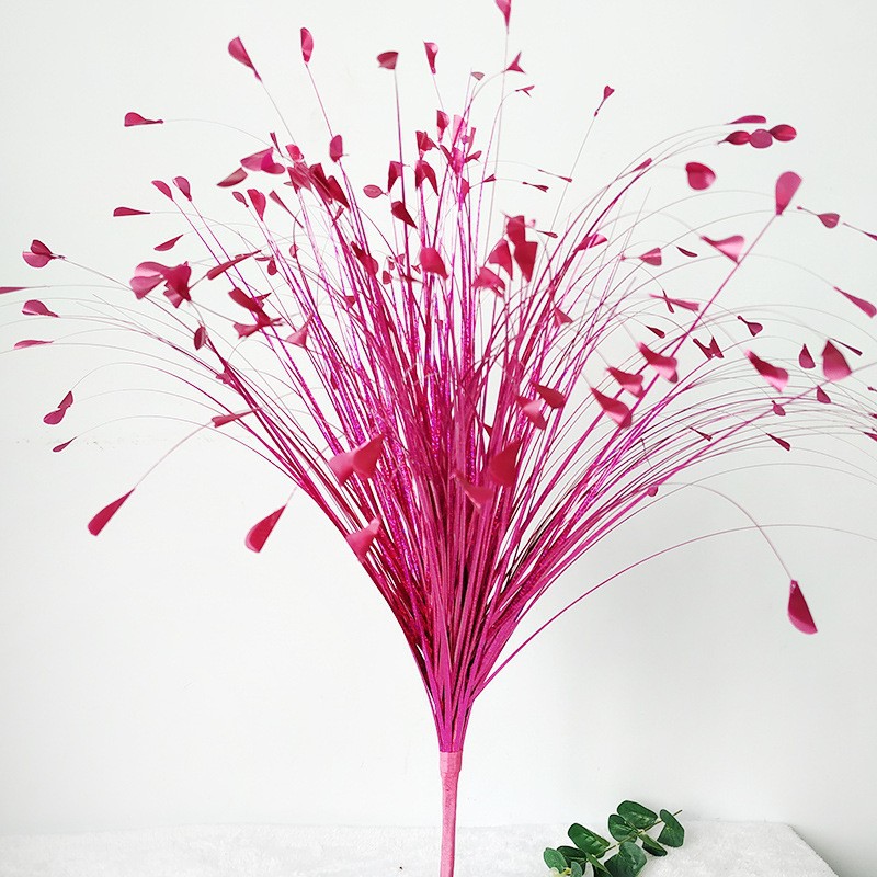 Fábrica directa flores artificiales brillantes de color pavilón plantas accesorios de diseño de flores de caña hojas de cebolla hierba decoración de boda image 10