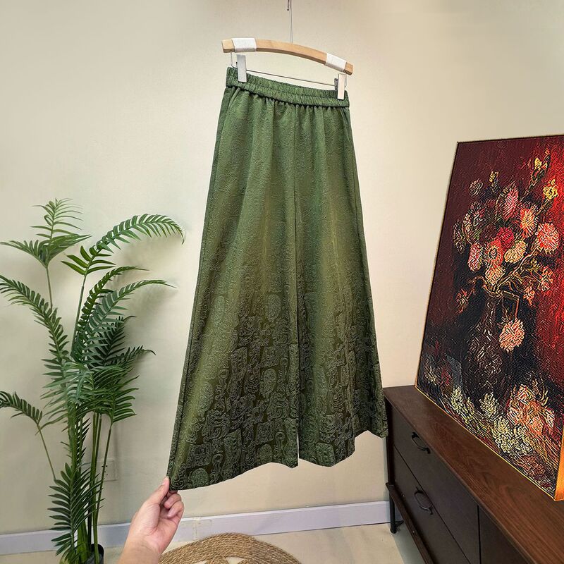 【Zhi Li】New Chinese-style jacquard retro casual pants for women, 2026 autumn new model, national style elastic waist elegant pants 【Zhi Li】New Chinese-style jacquard retro casual pants for women, 2026 autumn new model, national style elastic waist elegant pants