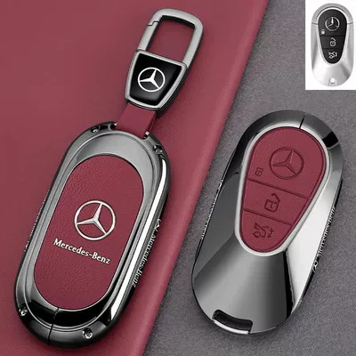 Car key bag, Buckle Bag - leather-texture-mercedes-benz-c-class-leather-texture-danxia-red-car-logo-trapezoid-buckle