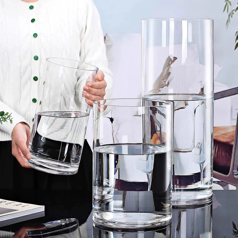 Акриловая ваза, круглая ваза, прозрачная прямая бутылка для растений в стиле фэн-шуй, экологическая бутылка, простой декоративный цветочный сосуд